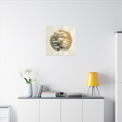 Peaceful Lotus Flower Canvas Art - Enso Zen