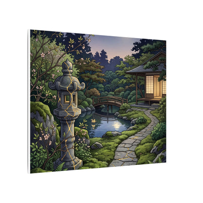 Spring Moonlit Garden Gold Vein Canvas Art | Resilient Decor