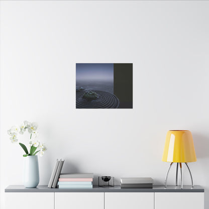 Ma Rock Garden Canvas Art - Dark Japandi Moody Minimal