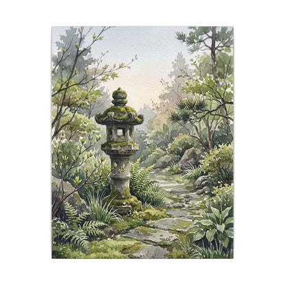 Neutral Stone Lantern Canvas Art - Watercolor Japandi