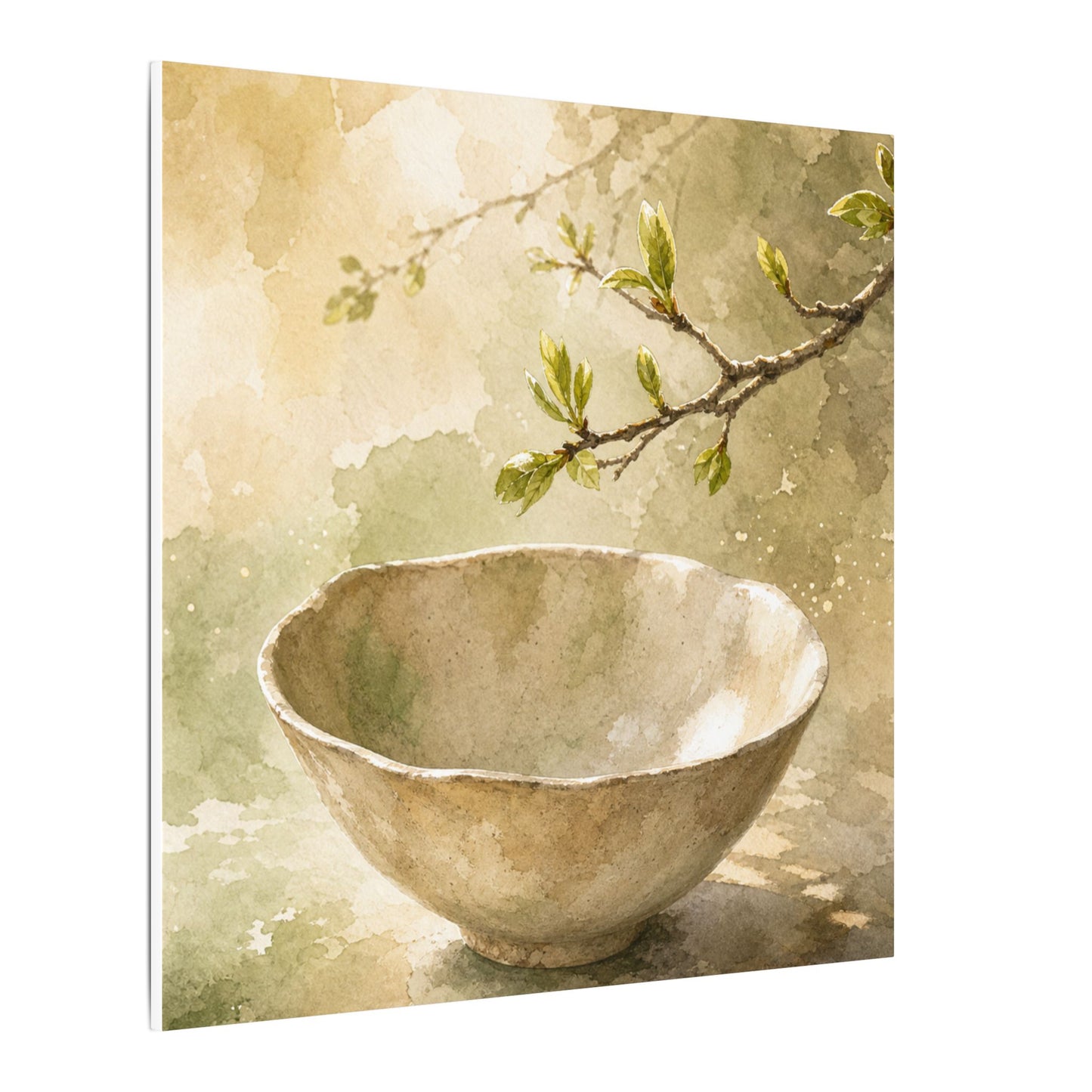 Warm Ceramic Bowl Canvas Art - Watercolor Japandi