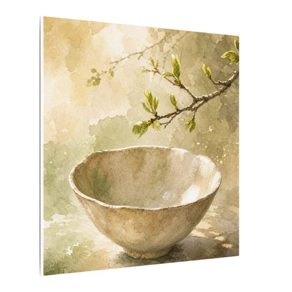 Warm Ceramic Bowl Canvas Art - Watercolor Japandi