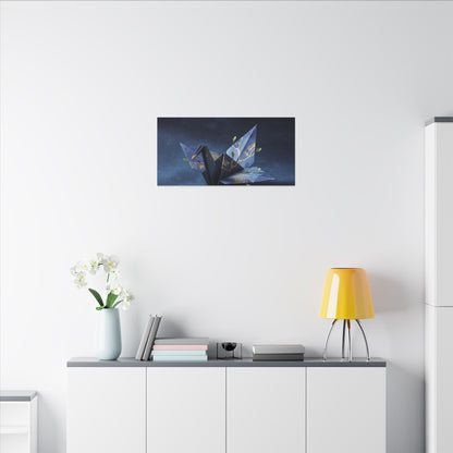 Kintsugi Paper Fold in Moonlight | Crackle Gold Canvas Art