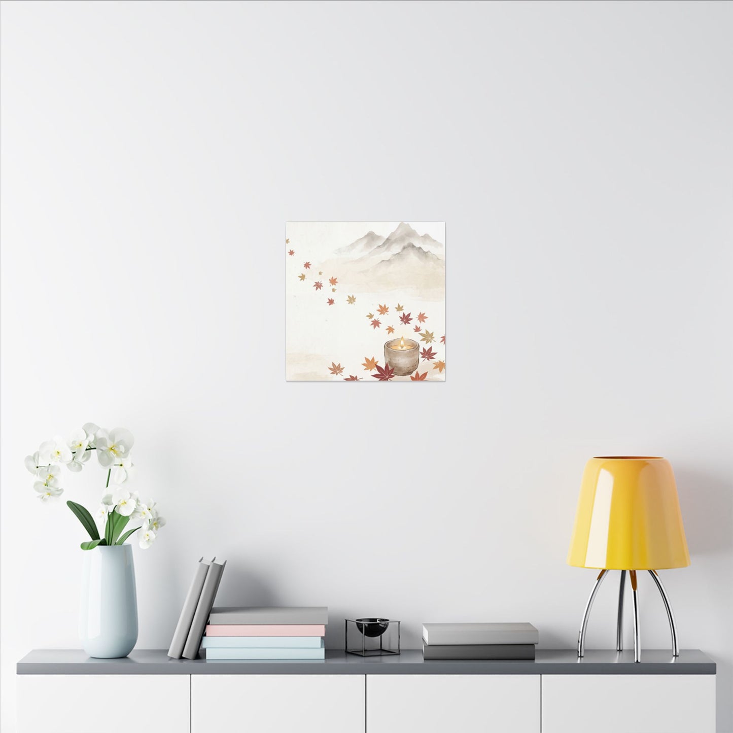 Earthy Mountain Mist Canvas Art - Japanese Pattern Japandi