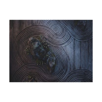 Spring Rock Garden Charcoal Ink Canvas Art | Bold Decor