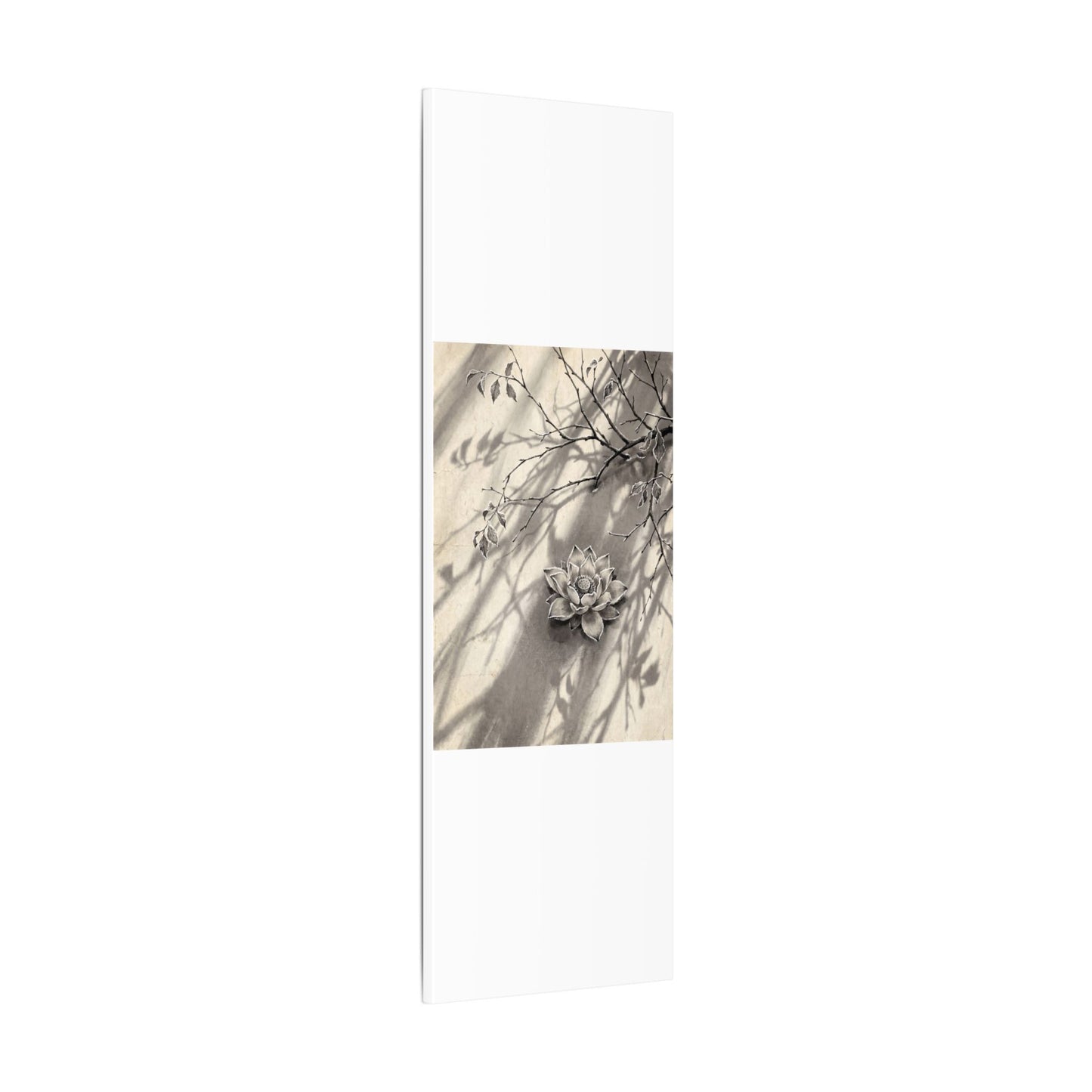 Winter Lotus Flower Sumi E Canvas Art | Contemplative Decor