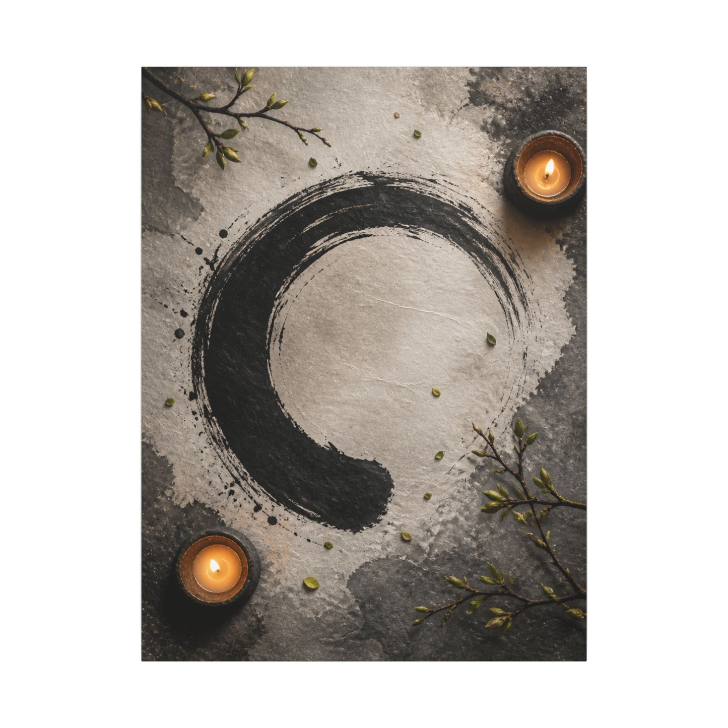 Candlelight Ink Brushstroke Canvas Art - Zen Ma