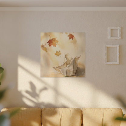 Japandi Paper Fold in Golden Hour | Watercolor Canvas Art