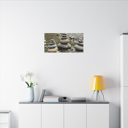 Zen River Stones in Dawn | Karesansui Canvas Art