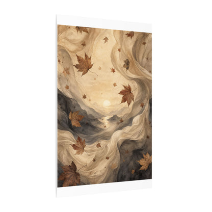 Autumn Silk Drape Watercolor Canvas Art | Earthy Decor