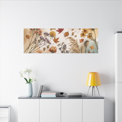Dried Flowers Canvas Art | Autumn Japandi Watercolor Art