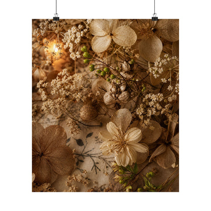 Candlelight Dried Flowers Wall Art Print - Japandi Fukinsei