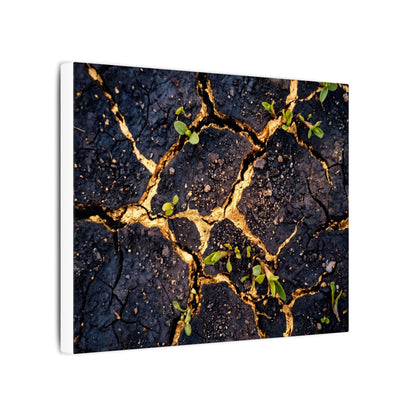Spring Cracked Earth Crackle Gold Canvas Art | Healing Decor