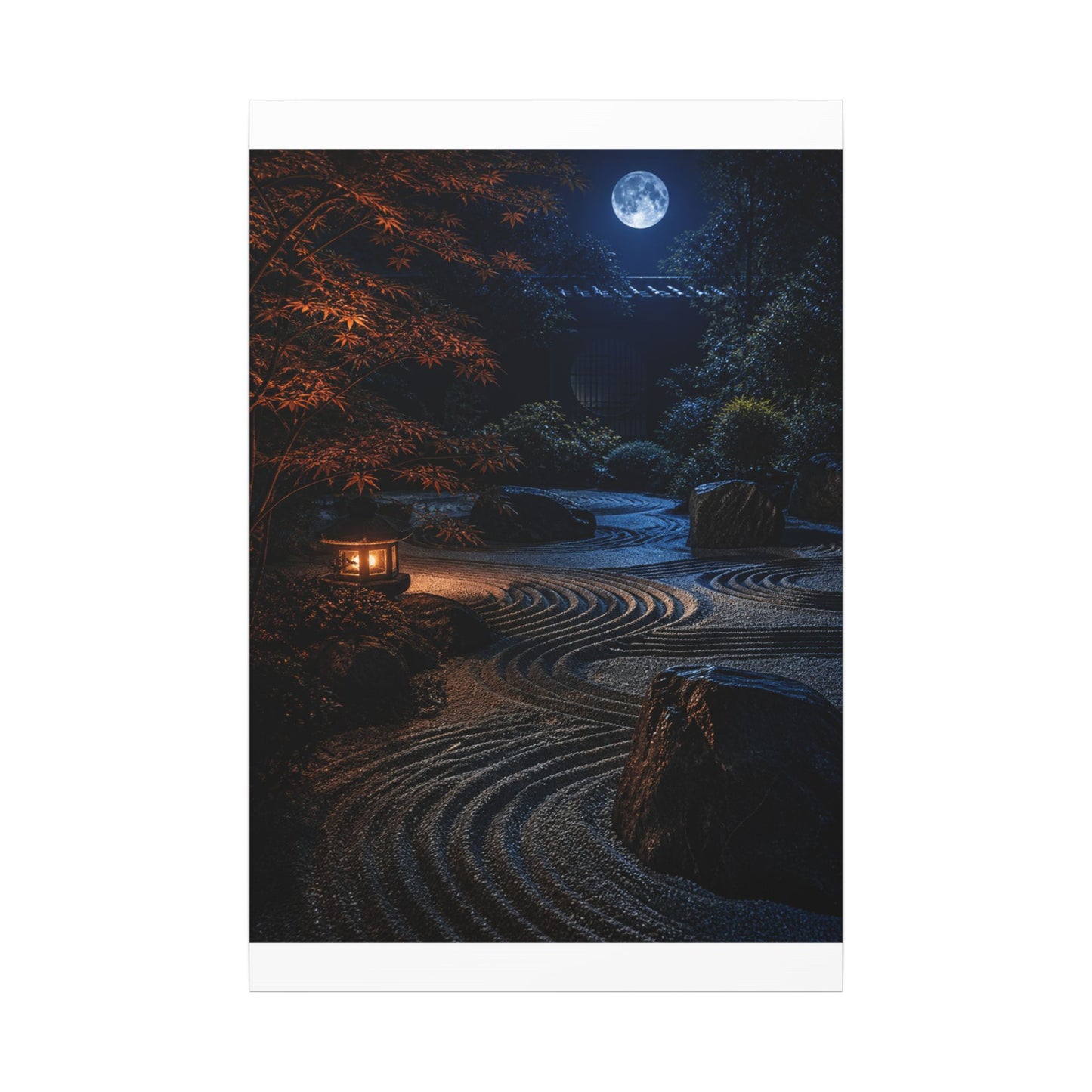 Summer Rock Garden Shadow Zen Canvas Art | Moody Decor