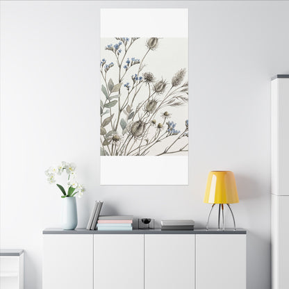 Dried Flowers Canvas Art | Summer Japandi Watercolor Art