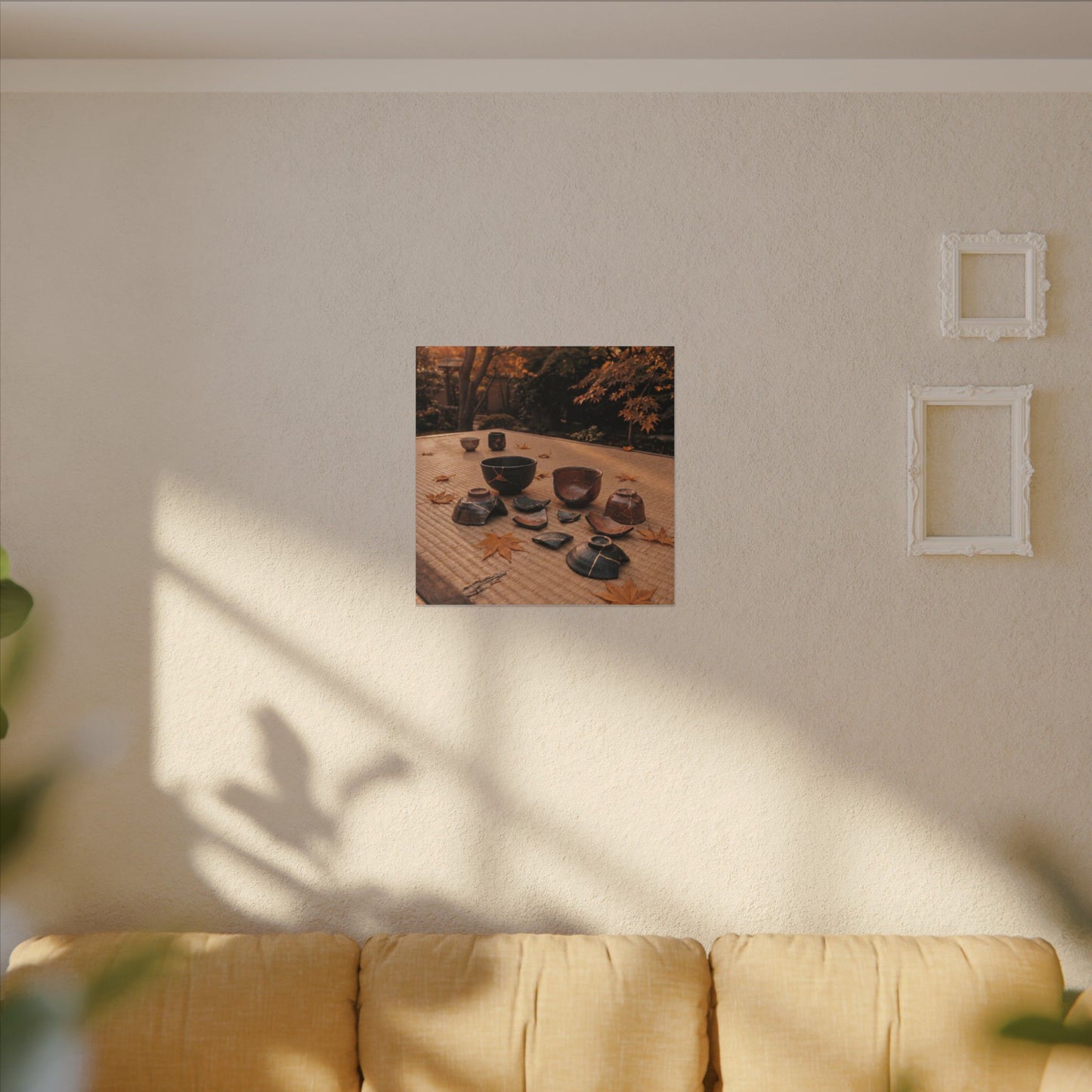 Golden Hour Tea Ceremony Canvas Art - Kintsugi Shibui