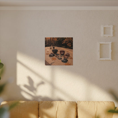 Golden Hour Tea Ceremony Canvas Art - Kintsugi Shibui