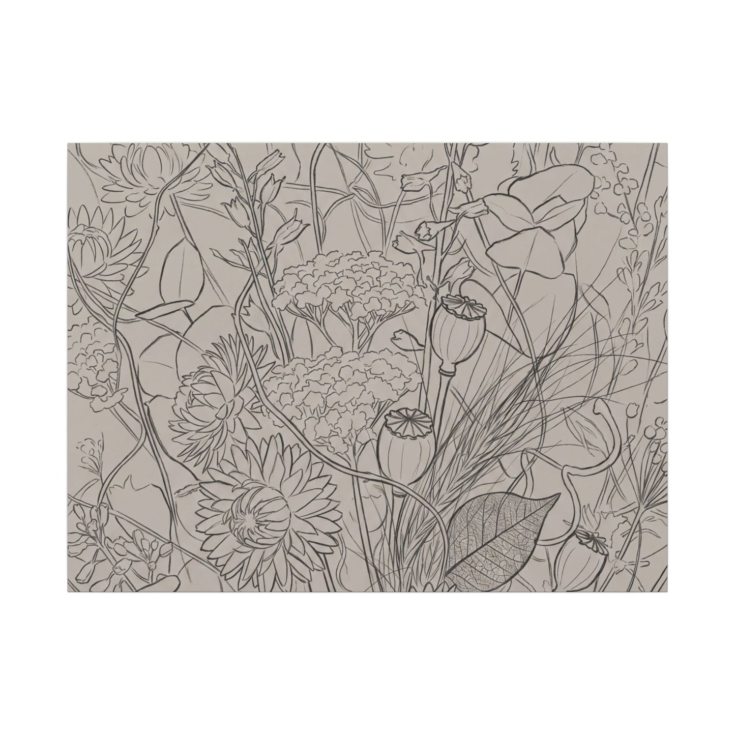 Summer Dried Flowers Minimal Line Canvas Art | Elegant Decor