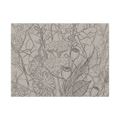 Summer Dried Flowers Minimal Line Canvas Art | Elegant Decor