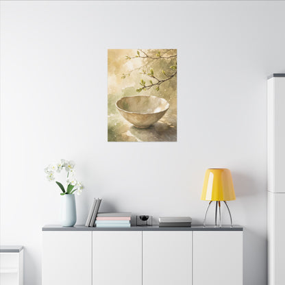 Warm Ceramic Bowl Canvas Art - Watercolor Japandi