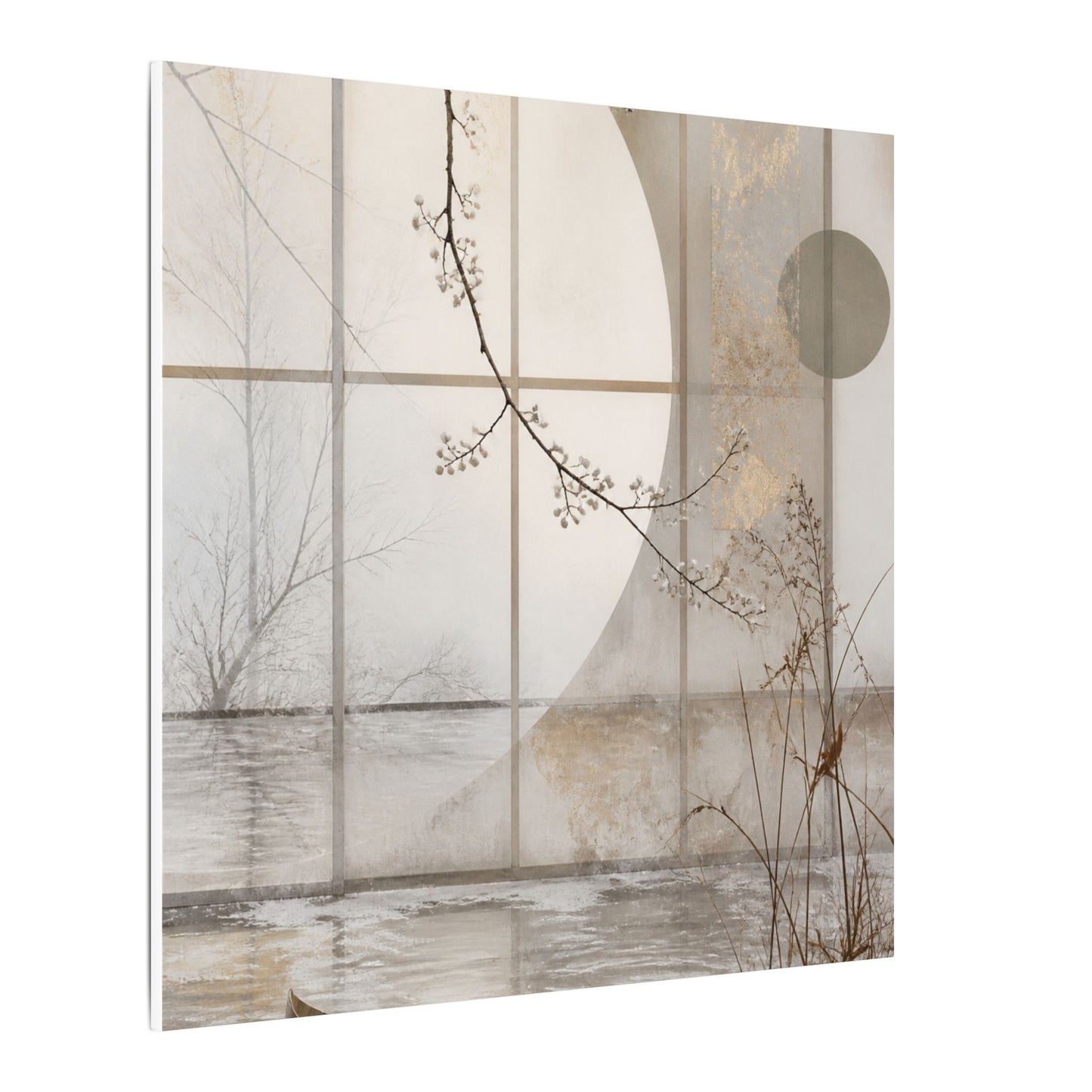 Winter Shoji Screen Japanese Pattern Canvas Art | Elegant Decor