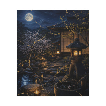 Seijaku Moonlit Garden Canvas Art - Kintsugi Gold Vein