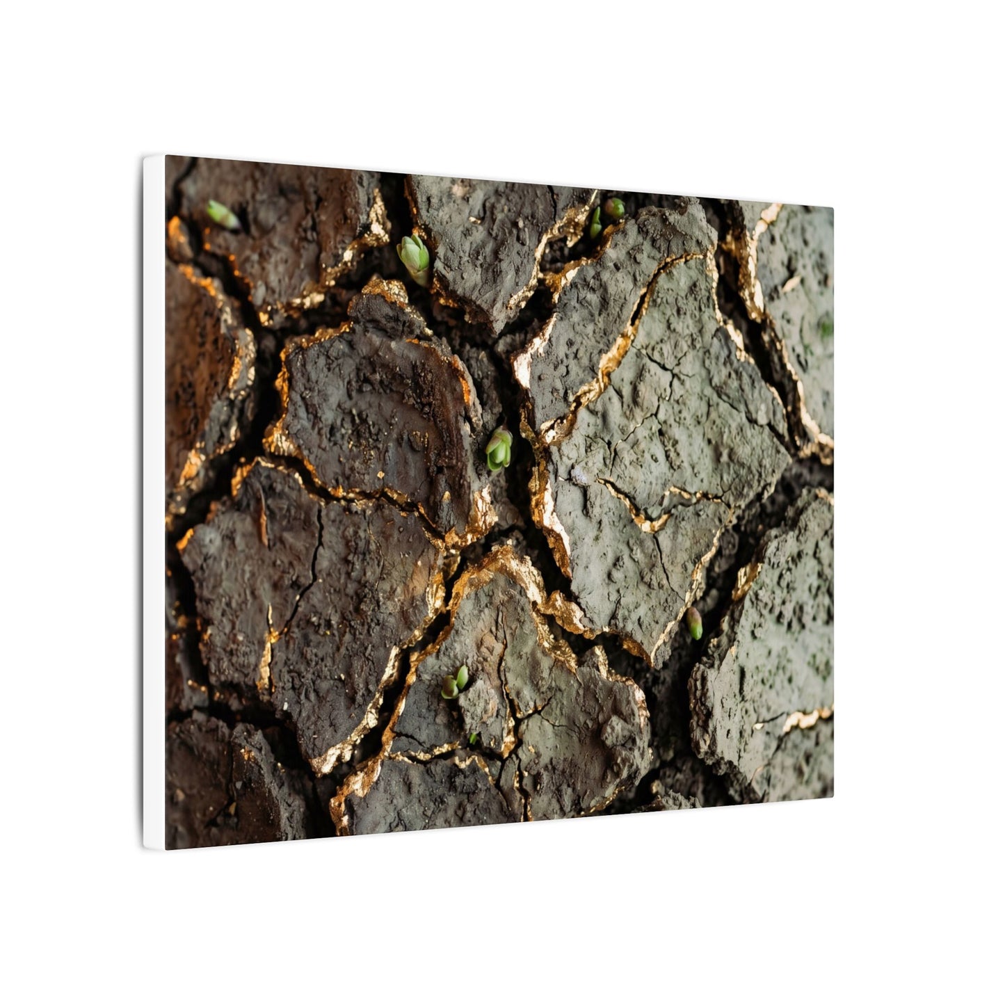 Earthy Cracked Earth Canvas Art - Japanese Pattern Japandi