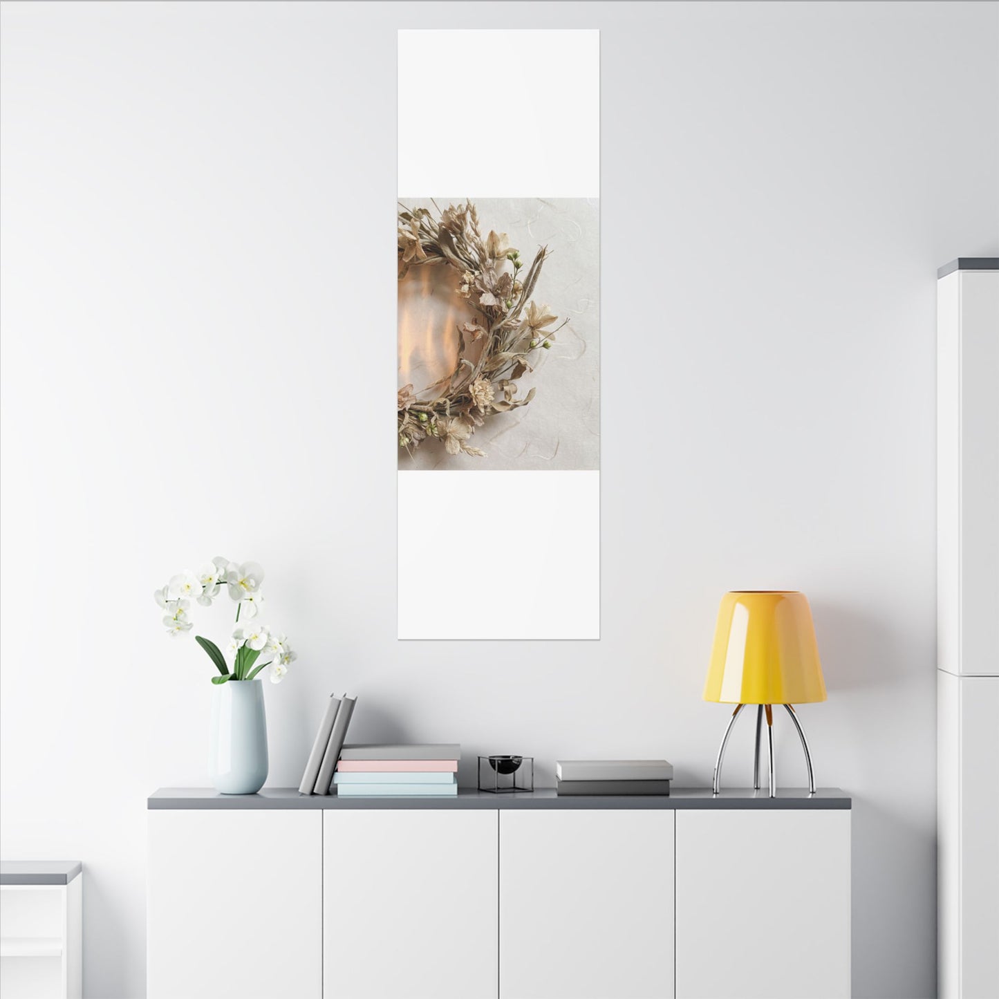 Dried Flowers Japanese Pattern Canvas Art | Neutral Japandi Art