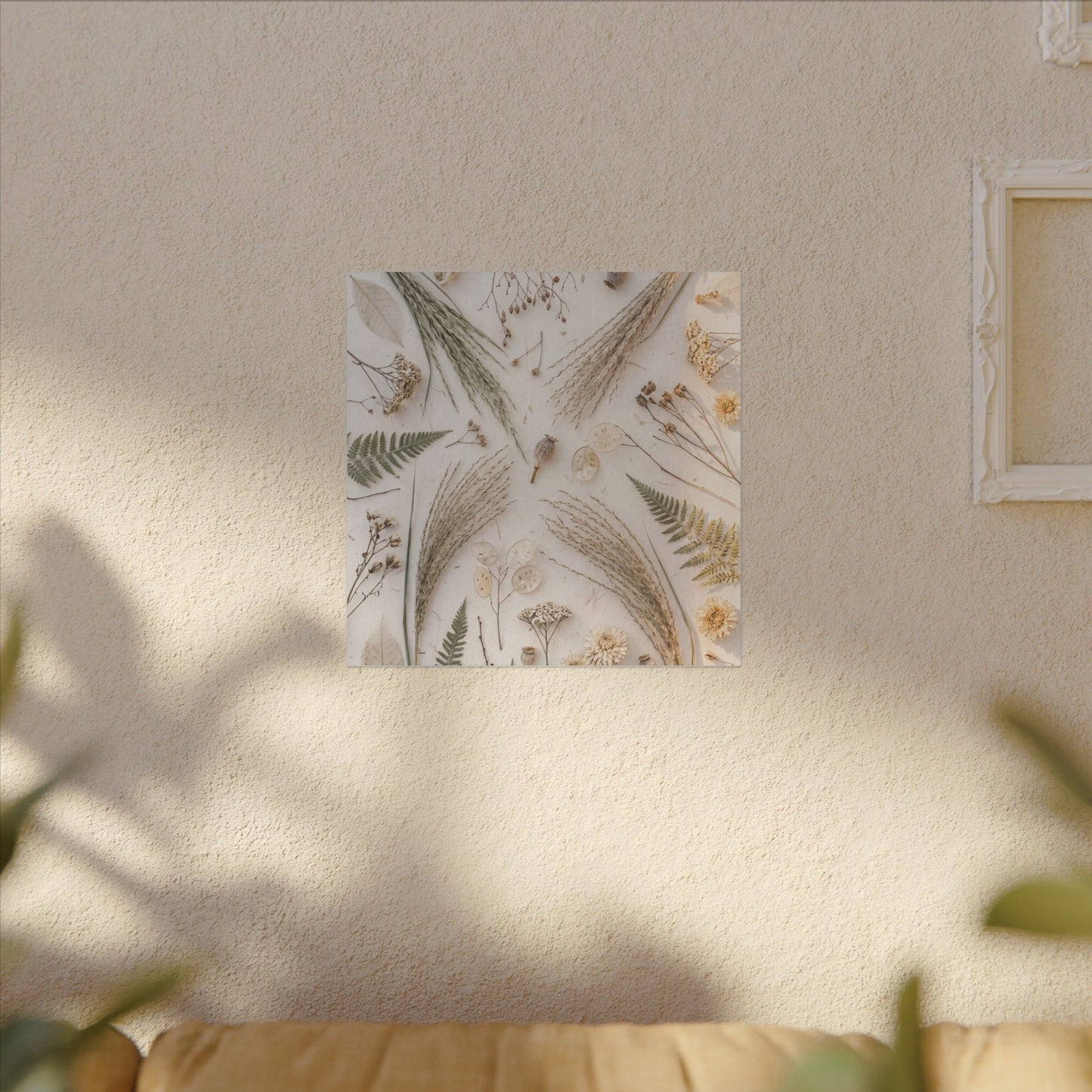 Elegant Dried Flowers Canvas Art - Japanese Pattern Japandi