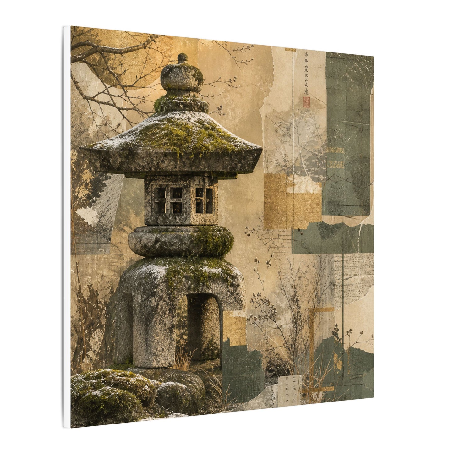 Elegant Stone Lantern Canvas Art - Texture Japandi