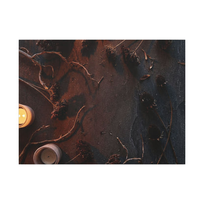 Dried Flowers Canvas Art | Winter Dark Japandi Moody Minimal Art Art Print