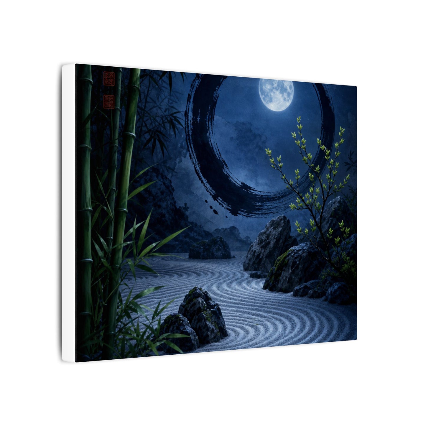 Serene Rock Garden Canvas Art - Enso Zen