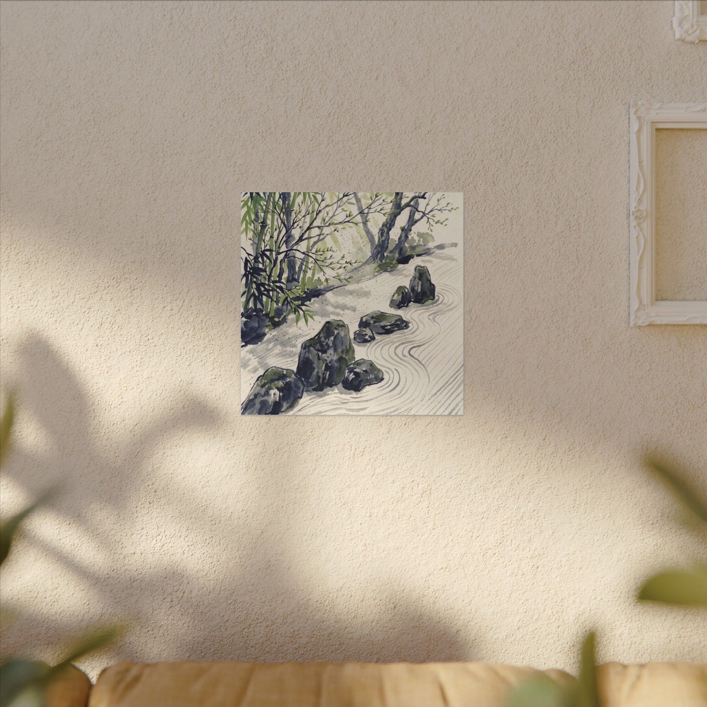 Dappled Rock Garden Canvas Art - Zen Mono No Aware