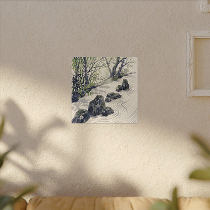 Dappled Rock Garden Canvas Art - Zen Mono No Aware