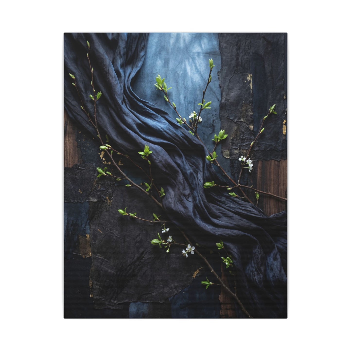Spring Silk Drape Dark Texture Canvas Art | Atmospheric Decor