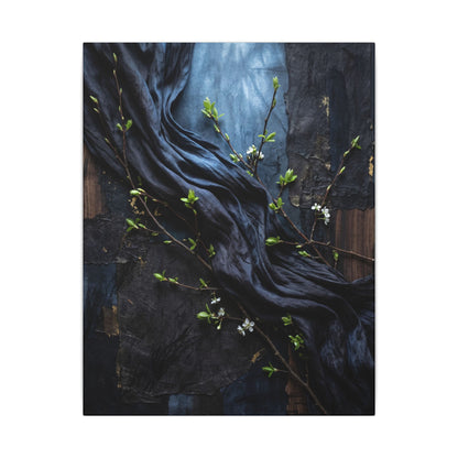 Spring Silk Drape Dark Texture Canvas Art | Atmospheric Decor