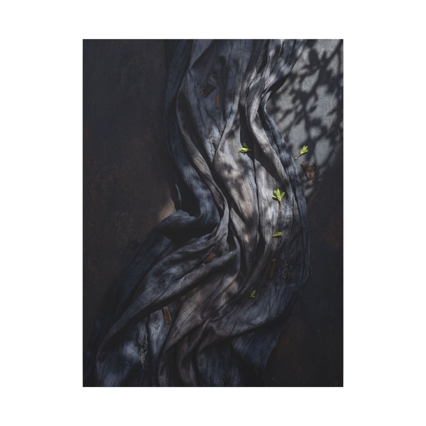 Seijaku Silk Drape Canvas Art - Dark Japandi Dark Texture