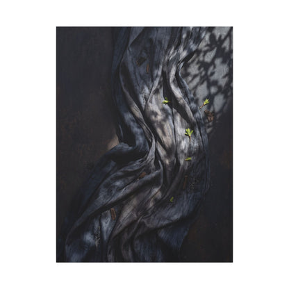 Seijaku Silk Drape Canvas Art - Dark Japandi Dark Texture