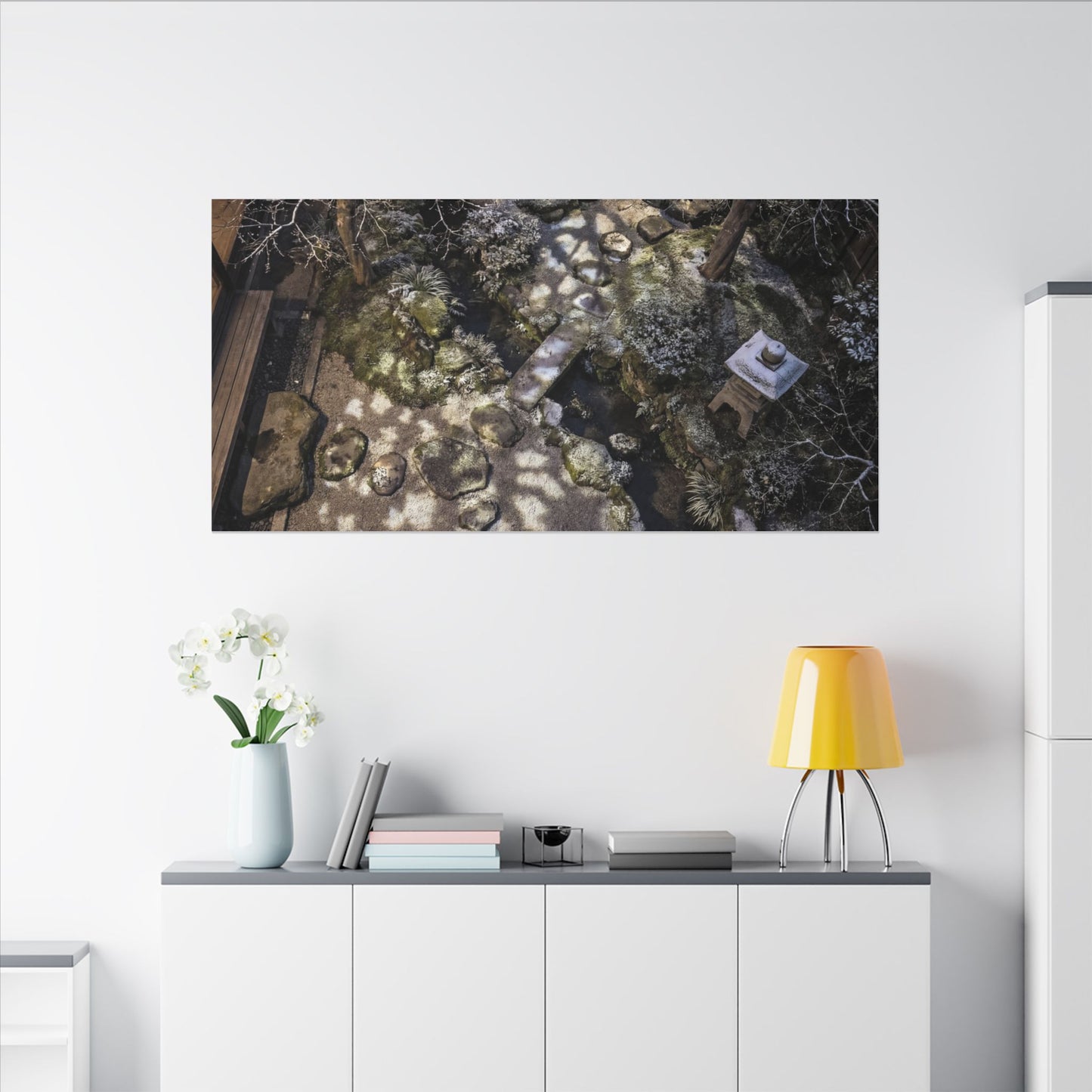 Moonlit Garden Japanese Pattern Canvas Art | Elegant Japandi Art