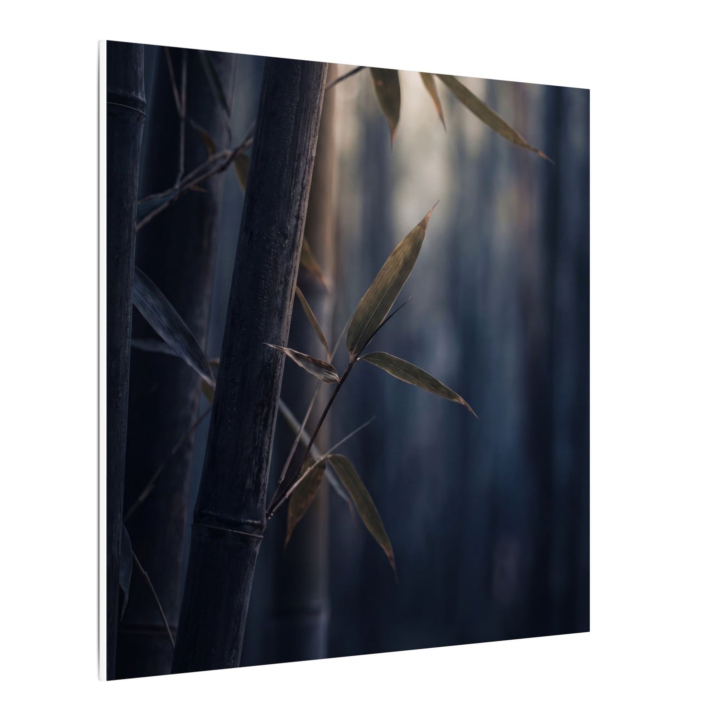 Dark Japandi Bamboo Grove in Dawn | Moody Minimal Canvas Art
