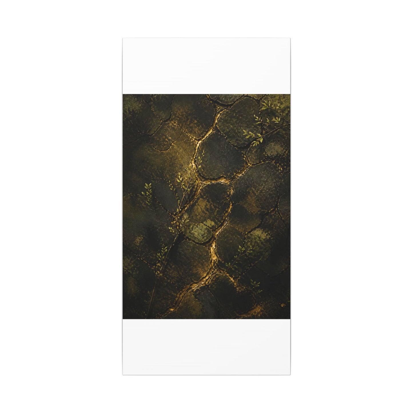 Shibui Cracked Earth Canvas Art - Dark Japandi Dark Texture