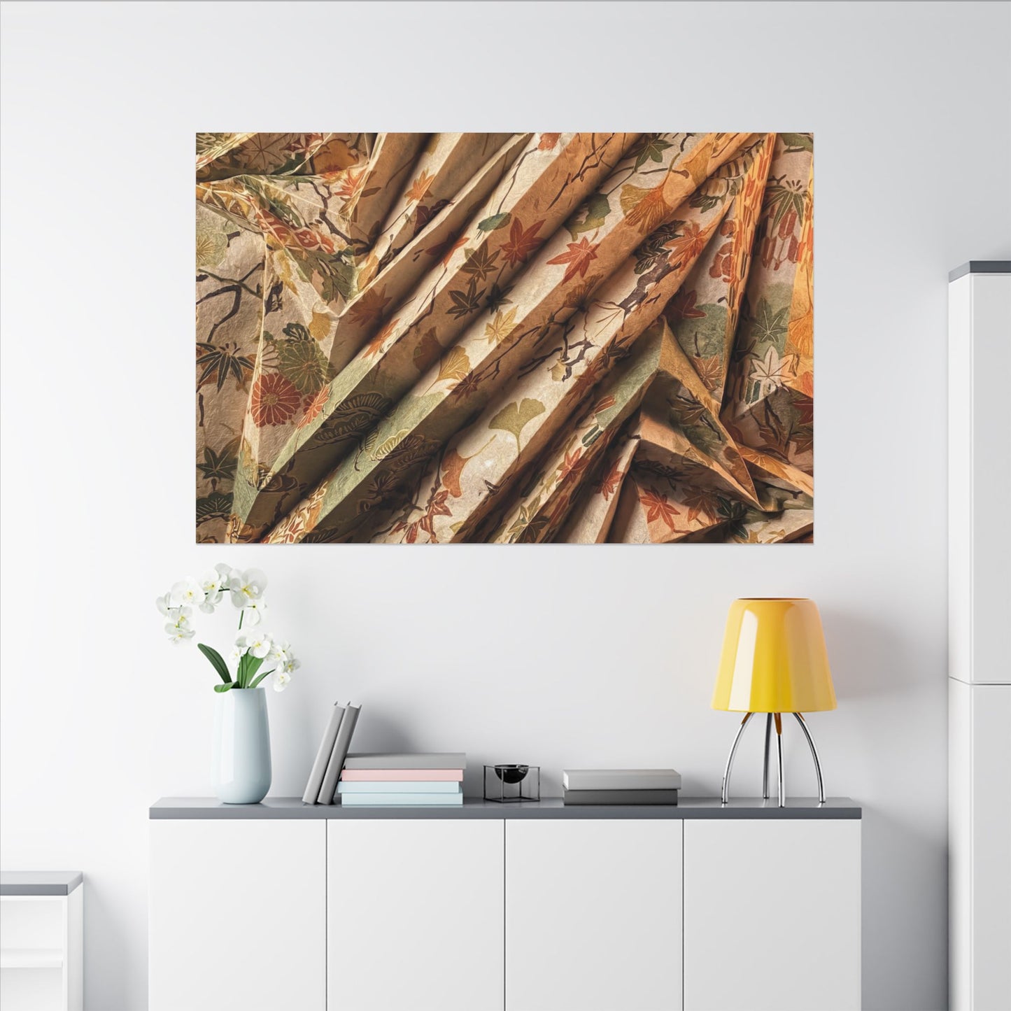 Paper Fold Autumn Canvas Art | Japandi Earthy Design