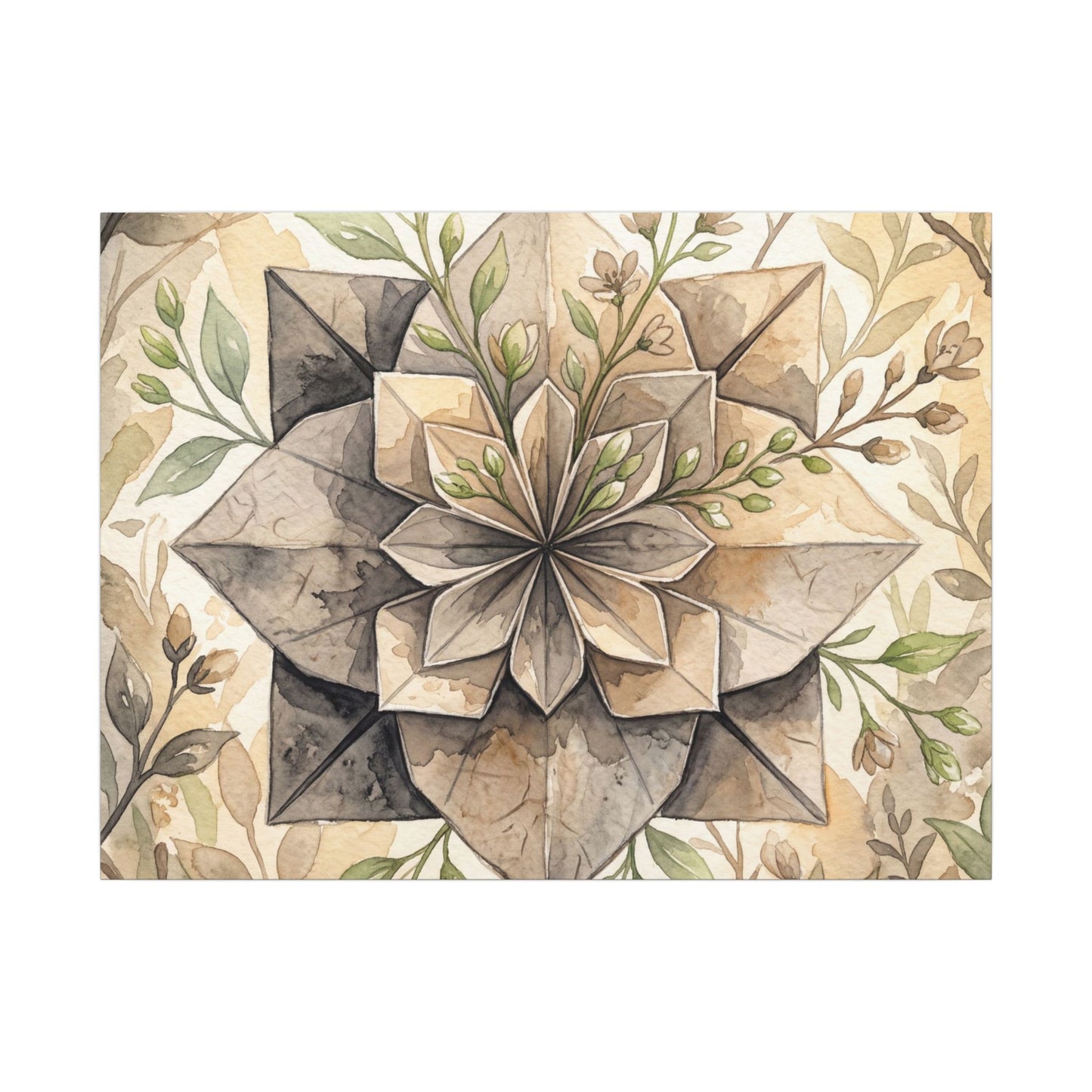 Warm Paper Fold Canvas Art - Watercolor Japandi Art Print