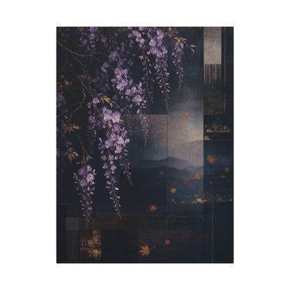 Dawn Wisteria Canvas Art - Dark Japandi Fukinsei