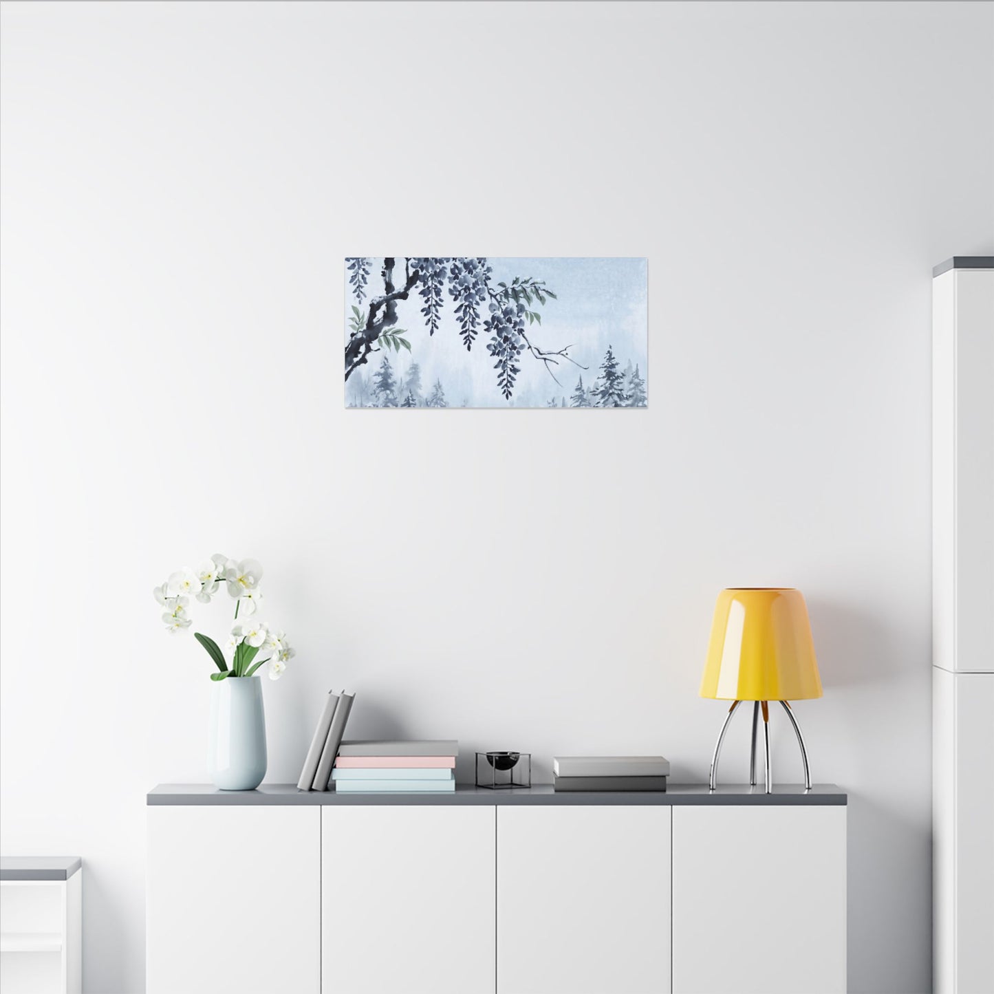 Seijaku Wisteria Canvas Art - Zen Sumi E