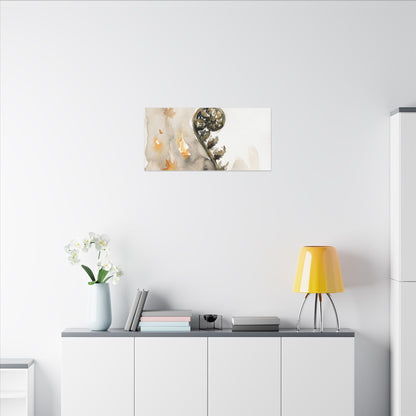 Fern Unfurling Watercolor Canvas Art | Earthy Japandi Art