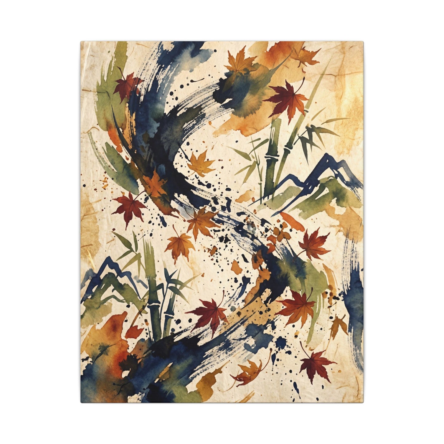Golden Hour Ink Brushstroke Canvas Art - Zen Shibui
