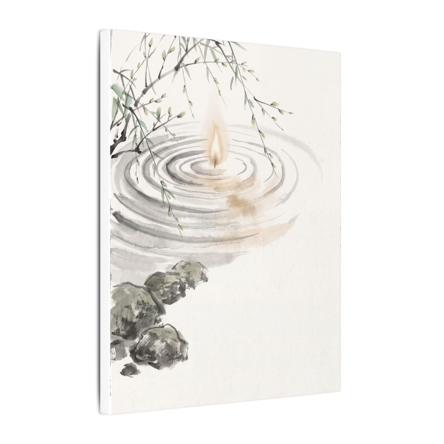 Water Ripple Sumi E Canvas Art | Tranquil Zen Art