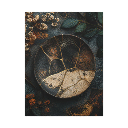 Kintsugi Rust Patina in Dawn | Gold Repair Canvas Art