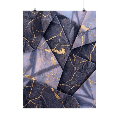 Artful Paper Fold Wall Art Print - Gold Vein Kintsugi Art Print